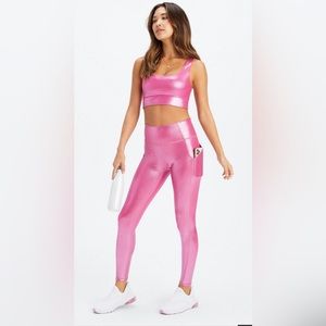 NWT Fabletics Oasis PureLuxe Fuchsia Fog Foil High-Waisted Legging Medium